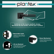 Plantex Triple Security Door Lock For Home/Main Door Lock Set With 3 Years Of Warranty/Mortise Lock For Door With Brass Lock Body & Cylinder(7107 - Black), Knob