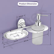 Plantex Soap Holder With Liquid Soap Dispenser/304 Grade Stainless Steel Soap Dish/Shampoo Dispenser/Soap Case/Handwash Dispenser/Bathroom Accessories - (Olive - Chrome)