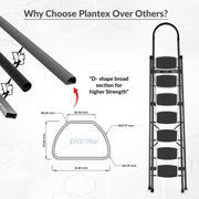 Plantex 7 Step Ladder-Foldable Steel -Wide Anti Skid Steps/5-Year Manufacturer Warranty(Grey & White)
