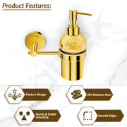 Plantex 304 Grade Stainless Steel Hand Wash Holder for Wash Basin Liquid Soap Dispenser/Bathroom Accessories - Oreo (Gold)