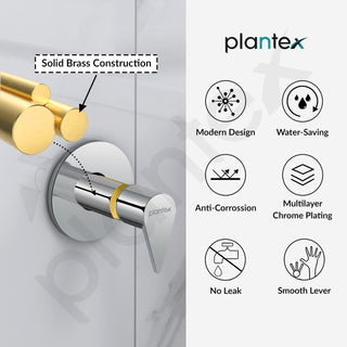 Plantex Pure Brass PAC-1806 Angular Concealed Stop Cock/Concealed Stop Valve Tap For Bathroom With Teflon Tape & Adjustable Brass Wall Flange – 15 mm (Mirror-Chrome Finish)