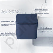 Plantex Imported Italica Ceramic Wall Hung Commode for Toilet/Rimless Washdown Flush/Commode with Soft Closing Toilet Seat - P Trap (Square - Dark Blue)