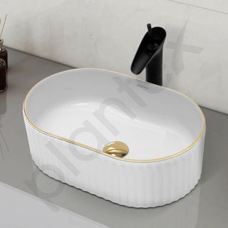 Plantex Table Top Wash Basin For Bathroom/Designer Ceramic Basin/Countertop Vessel Sink Basin - Indo-European Collection (White)