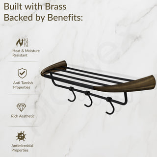Plantex Smero Pure Brass 24 inch Towel Rack for Bathroom/Towel Stand/Hanger/Towel Holder/Towel Bar/Bathroom Accessories - Contrive (Rich Antique)