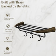 Plantex Smero Pure Brass 24 inch Towel Rack for Bathroom/Towel Stand/Hanger/Towel Holder/Towel Bar/Bathroom Accessories - Contrive (Rich Antique)