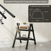 Plantex Ladder for Home/GI Steel Foldable 2 Step Ladder/Wide Anti Slip 2 Step Ladder - (Black)