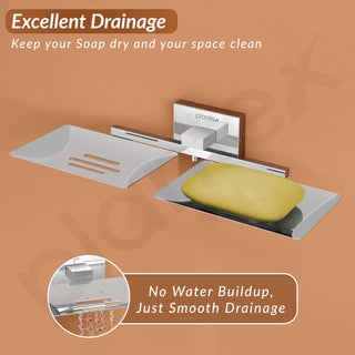 Plantex Stainless Steel Double Soap Dish/Soap Stand for Bathroom & Kitchen/Soap Holder/Bathroom Accessories - Nexa (Chrome)