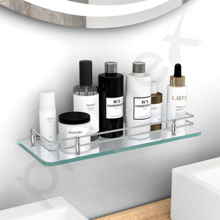 Plantex Premium Transparent Glass Shelf for Living Room/Kitchen/Bathroom Glass Shelf/Bathroom Accessories Set/Kitchen Organizer - (Polished 12x6 -Pack of 1)
