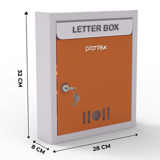 Plantex Letter Box - Mail Box/Post Box/Letter Box for Home gate/Complaint Box/Suggestion Box/Donation Box with Key Lock (Orange & Ivory) - Wall Mount A4 Size