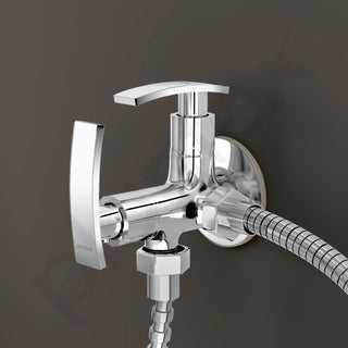 Plantex 2 in 1 Angle Valve with Wall Flange and Teflon Tape/Angle Cocke for Bathroom (SMR-1266-Chrome)