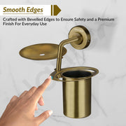 Plantex 304 Grade Stainless Steel 2in1 Soap Holder with Tumbler Holder/Bathroom Accessories - Daizy (Antique)