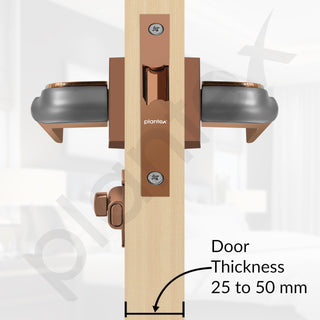 Plantex Heavy Duty Door Lock – Bathroom Door Lock/Mortise 8inch Keyless Handle Set for Home/Bathroom/Store Room/Balcony/Office with Baby Latch (7086, PVD Choco & Satin Black)