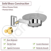 Plantex Smero Pure Brass and Glass Soap Holder for Bathroom & Kitchen/Soap Stand/Case/Dish/Bathroom Accessories - Superb (Chrome)