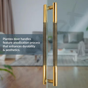 Plantex Main Door Handle/Stainless Steel & Aluminium Door Handle/600mm Pull-Push Handle for Home/Office/Hotel - Pack of 1 (DTMD-411, Brass Antique & Gold)