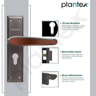 Plantex Heavy-Duty Door Lock Set - Main Door Lock Plate Handle Set/6-Lever Mechanism Mortise Locks with 3 Keys/Brass Locks Body & Cylinder (PTP-09- Satin Black & Rose Gold)
