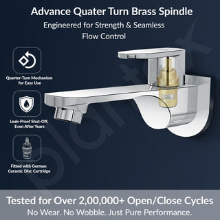 Plantex Pure Brass ORN-202 Tap for Bathroom with Water Saving Aerator/Bib Cock with Wall Flange and Teflon Tape-7 Year Warranty (Chrome)