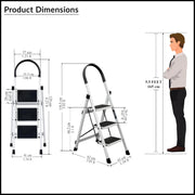 Plantex Ladder for Home/Strong Foldable Wide 3 Step Ladder/Anti-Skid 3 Step Ladder - (Apex - White)