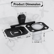 Plantex 2in1 Soap Dish with Tumbler Holder for Bathroom/304 Grade Stainless Steel Soap Holder with Toothbrush Holder/Bathroom Accessories - Pack of 1 (PMB-2409, Z-Black)