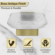 Plantex Stainless Steel Glass Soap Dish for Bathroom/Soap Holder/Soap Case/Soap Stand for Kitchen/Bathroom Accessories - Aqua (Brass Antique)