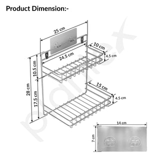 Plantex Self Adhesive Stainless Steel Bathroom Detergent Holder/Bathroom Storage Rack/Shelf/Under The Sink Detergent Holder (Small,Chrome)