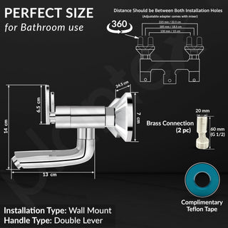 Plantex Pure Brass Bal-516 Non Telephonic Wall Mixer with Water Saving Aerator/Mixer Tap for Bathroom with Brass Wall Flange and Teflon Tape-7 Year Warranty(Mirror Chrome)