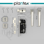 Plantex Door Lock with handle/Door Handle for Main Door/Mortise Lock with 3 computerized Brass keys/14 inch Pull-Push Handle/Door Hardware - Combo (Satin)
