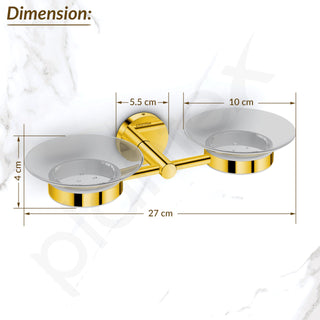 Plantex 304 Grade Stainless Steel Twin Soap Holder Stand for Bathroom and Wash Basin/Bathroom Accessories - Oreo (Gold)