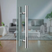 Plantex Manual Handle for Glass Door/Stainless Steel Main Door Handle/12 Inch Pull-Push Lock Handle Set of 1 (2 Piece, Chrome)