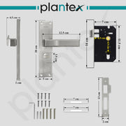 Plantex Stainless Steel Door Lock Bathroom Door Lock/Mortise 8inch Keyless Plate Handle Set for Home/Bathroom/Store Room/Balcony/Office - Pack of 1 (DTM-661, Matt)