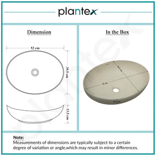 Plantex Table Top Wash Basin for Bathroom/Designer Ceramic Basin/Countertop Vessel Sink Basin/Wash Basin Over Counter for Home/Office (Beige - 20.5 x 15.5 x 5 Inch)