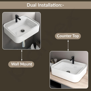 Plantex Ceramic Wash Basin/One Piece Basin for Bathroom/Table Top Washbasin for Home/Office/Hotels (White - 20.5 x 17 x 5 Inch)
