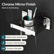 Plantex 304 Grade Stainless Steel Tumbler Holder for Bathroom/Toothbrush Holder/Toothpaste/Razor Holder/Bathroom Accessories - Pack of 1 (Rolex, Chrome)