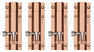 Plantex Heavy Duty 4-inch Joint-Less Tower Bolt for Wooden and PVC Doors for Home Main Door/Bathroom/Windows/Wardrobe - Pack of 4 (704, Rose Gold)