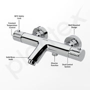 Plantex 2in1 Wall Mixer/Pure Brass Hot & Cold Water Tap with Hand Shower - Pack of 1 (Chrome)