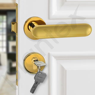 Plantex Brass Premium Door Lock With 3 Years Warranty - Main Door Knob for Home, Mortise Lock Set With PVD Gold Finish
