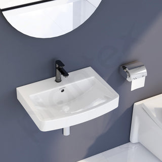 Plantex Platinum Ceramic Rectangular Wall Hung Basin/Washbasin for Bathroom/Wall Mounted Wash Basin/Sink for Living Room with 10 Years Glaze Warranty by Plantex(Glossy White - 20 x 15 x 8 Inch)