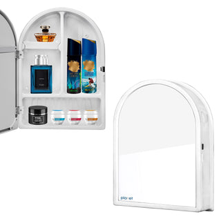 Planet Forever Fiber Multipurpose Bathroom ARC Cabinet with Mirror (White)