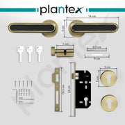 Plantex Triple Security Door Lock for Home/Main Door Lock Set with 3 Years of Warranty/Mortise Lock for Door with Brass Lock Body & Cylinder (34 -Brass Antique & Black)