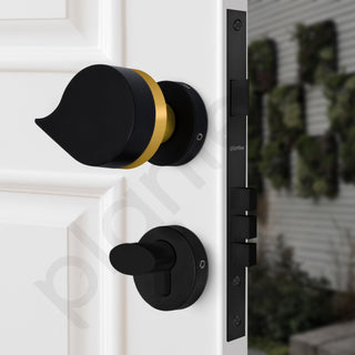 Plantex Heavy Duty Door Lock/Main Door Mortise Lock Handle/Handle Set for Home/Office/Door Accessories (Black, Gold)