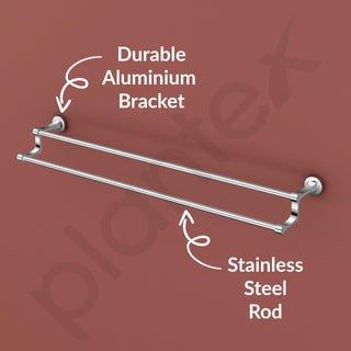 Plantex Premium Stainless Steel & Aluminum Dual Towel Rod/Towel Hanger for Bathroom/Towel Stand/Bathroom Accessories (24 Inch-Chrome)