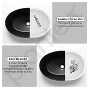 Plantex Designer Ceramic Basin/Table Top Wash Basin for Bathroom/Countertop Vessel Sink Basin for Home/Office/Restaurant (Matt Black, 22 x 14 x 7 Inch )