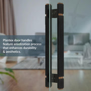 Plantex 12 Inch Main Door Handle/Aluminium Handle for Door/Black Pull-Push Handle for Home/Office/3 Years Warranty By Plantex - Pack of 1 (APS-613, Black & Rose Gold)