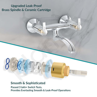 Plantex Pure Brass Wall Mixer Non Telephonic/Mixer Tap for Bathroom with Brass Wall Flange & Teflon Tape/Bathroom Mixer Tap-(AQ-1416-Mirror Chrome)