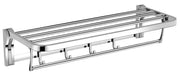 Plantex Stainless Steel Folding Towel Rack/Towel Rod with Hooks for Bathroom/Towel Stand/Towel Hanger/Bathroom Accessories (24-inch) Chrome