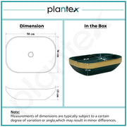 Plantex Wash Basin/Ceramic Table Top Wash Basin/Countertop Basin for Bathroom/Restaurants/Hotel – Rectangular Green & Gold - 20 x 14 x 6 Inch)