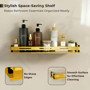 Plantex Shelf for Bathroom/Stainless Steel Shelf/Multipurose Shelf for Bathroom/Bathroom Accessoriece - (18 x 5 Inch, PVD Gold)
