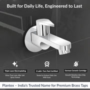 Plantex Pure Brass PAC-1802 Bib Cock Water Tap with Water Saving Aerator/Bib Tap with Brass Wall Flange and Teflon Tape-7 Year Warranty (Mirror Chrome Finish)