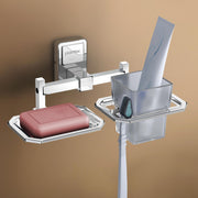 Plantex 304 Grade Stainless Steel 2in1 Soap Holder with Tumbler Holder/Wall Mounted Stand/Bathroom Accessories - Darcy (Chrome)