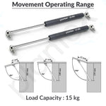 Plantex 12 Inch Hydraulic Gas Spring Stay Strut Pneumatic Lift Support with Cover/Cabinet Hinges Support/Capacity 15 KGS (150 N) - Pair of 1 (2 Pcs) (Silver)