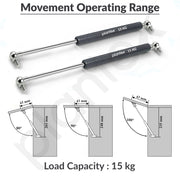 Plantex 12 Inch Hydraulic Gas Spring Stay Strut Pneumatic Lift Support with Cover/Cabinet Hinges Support/Capacity 15 KGS (150 N) - Pair of 1 (2 Pcs) (Silver)